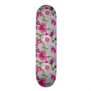 Skateboard Orchidées roses en fleur