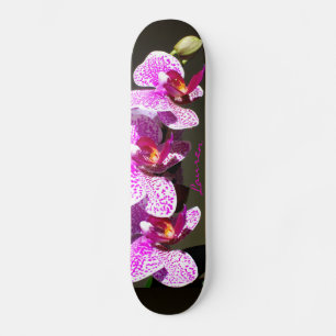 Skateboard Orchidées roses - monogramme