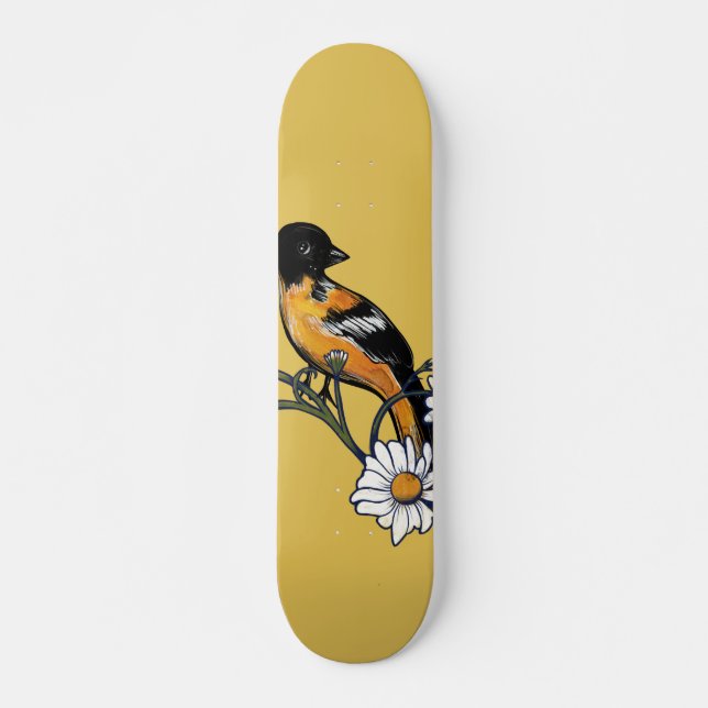 Skateboard Oriole Bird Daisy Flower Nature Art (Devant)