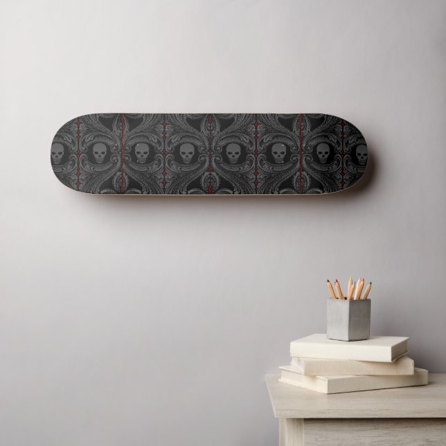 Skateboard Ornement Goth Grey avec crâne (Art mural (Horz))
