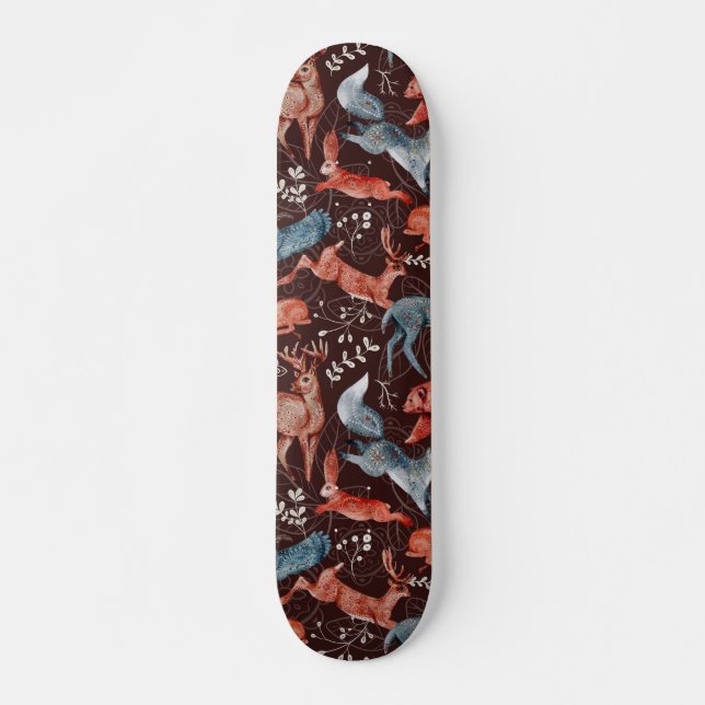 Skateboard Ours, cerf, hibou, renard et lièvre Motif (Devant)