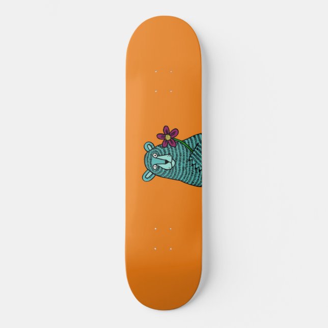 Skateboard Ours et fleurs (Recto)
