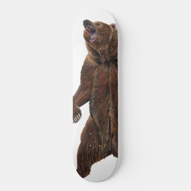 Skateboard Ours grizzli - Peinture en acrylique (Recto)