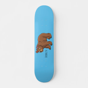 Skateboard Ours mignon avec dessin animé sur les fleurs