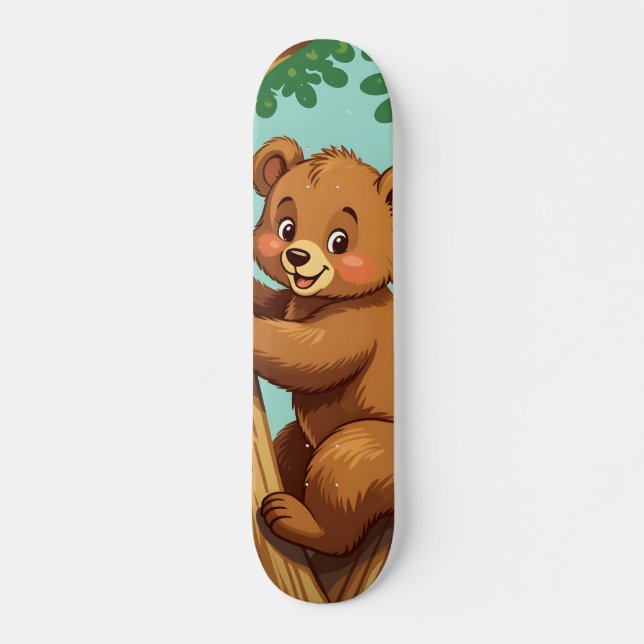 Skateboard Ourson mignon grimpant à un arbre (Devant)