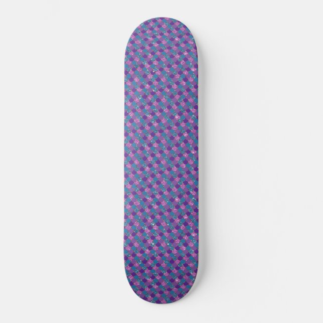 Skateboard Paillettes de Sirène Rose Bleu (Recto)