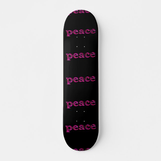 Skateboard paix rose sur noir (Devant)