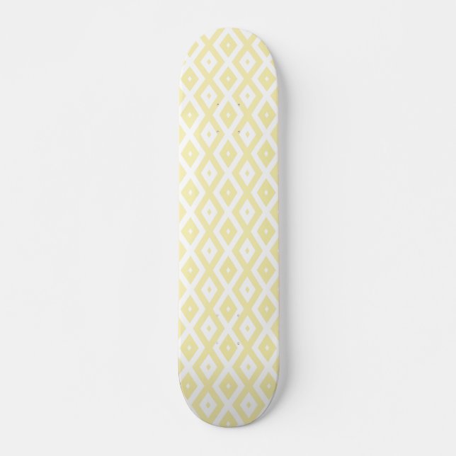 Skateboard Pale yellow and white diamond pattern (Devant)