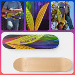 Skateboard Palmiers colorés lumineux Vibes tropicales<br><div class="desc">Ressentez les Vibes Tropicales de ce skateboard multicolore lumineux et vibrant de feuilles abstraits de palmiers en violet, bleu, vert, jaune, orange et rouge. Toutes les couleurs de l'arc-en-ciel avec une torsion des Tropiques sont sur ce skateboard coloré et amusant. Personnalisez avec votre nom ou votre texte. Cette image est...</div>