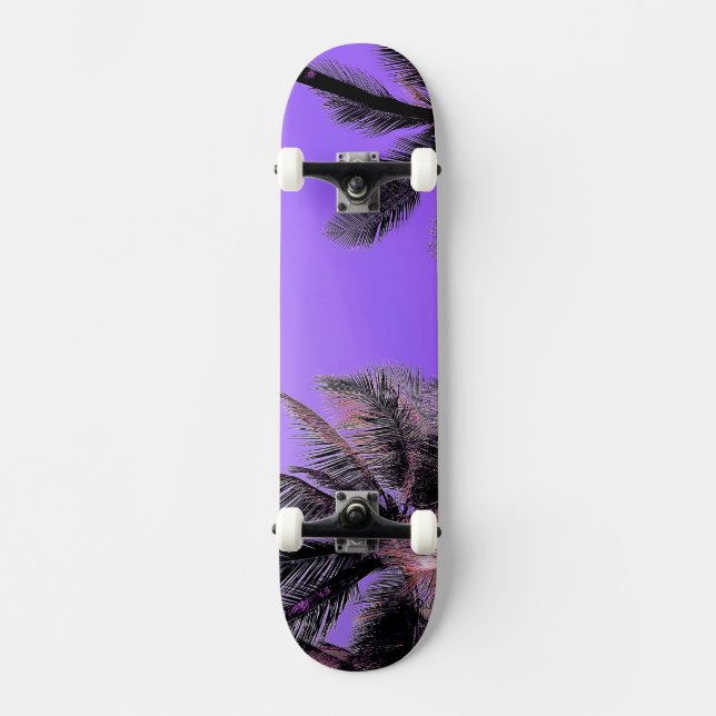 Skateboard Palmiers hawaïens skateboard, violet (Recto)