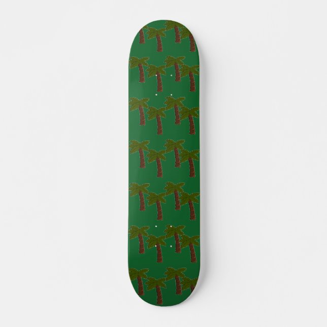 Skateboard Palmiers sur vert foncé (Devant)