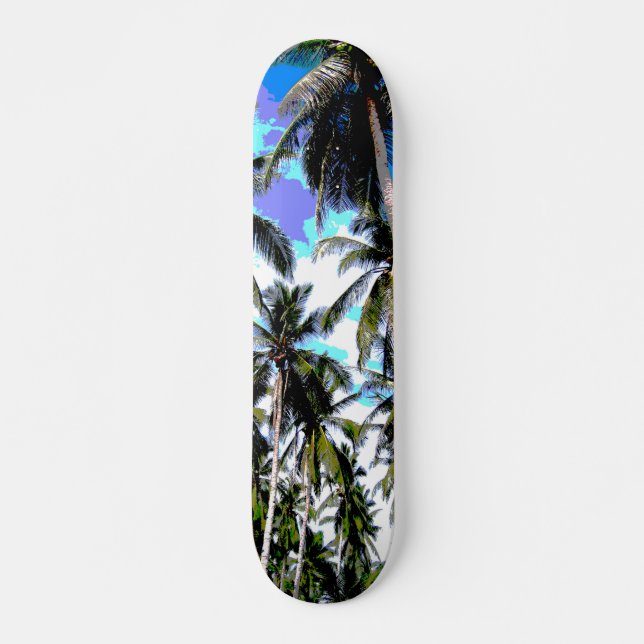 Skateboard Palmiers tropicaux. Le design à la carte. (Devant)