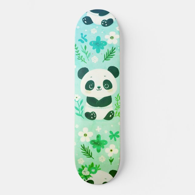 Skateboard Panda Bear Motif Vert Imprimer (Recto)
