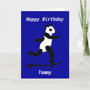 Skateboard Panda Carte d'anniversaire personnalisé