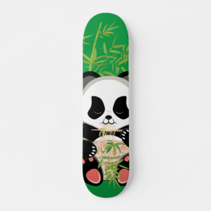 Skateboard Panda de caricature ours mangeant ramen