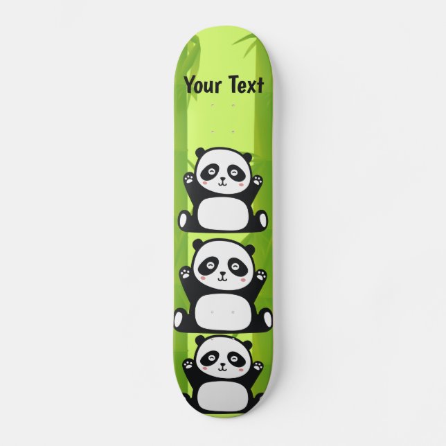 Skateboard Panda heureux avec bambou et fleurs de cerisiers (Recto)