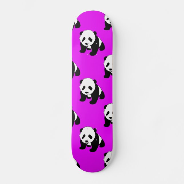Skateboard Panda mignonne ; Néon violet, noir et blanc (Recto)