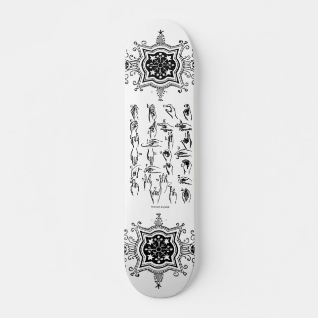 Skateboard Panneau Alphabet Langue des Signes (Devant)
