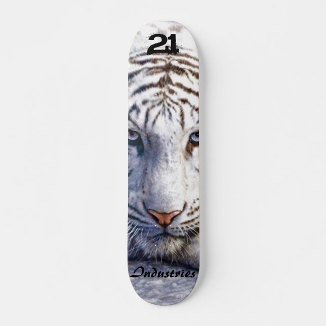 Skateboard Panneau blanc de tigre (Devant)