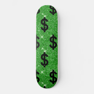 Skateboard Panneau Dollar Noir Argent Entrepreneur Wall Stree