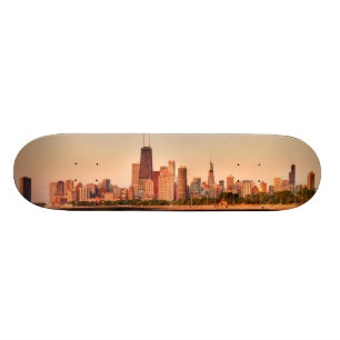Skateboard Panorama d'horizon de Chicago au lever de soleil