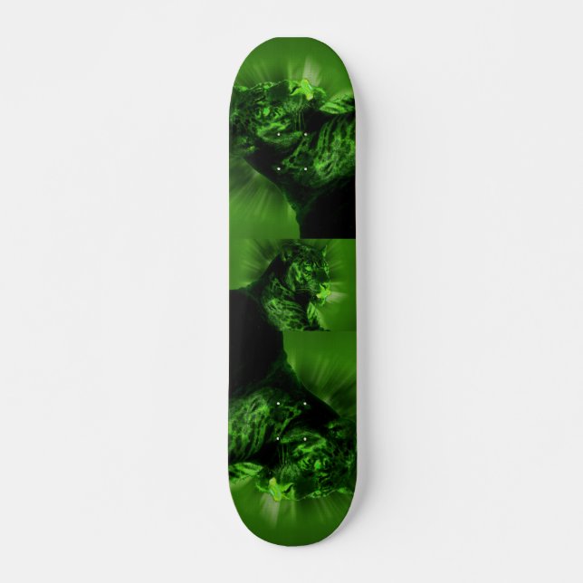 Skateboard Panthère noire sur le vert (Devant)