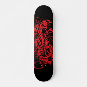 Skateboard Panthère Rouge Uni Style Gothique Tatouage Gras