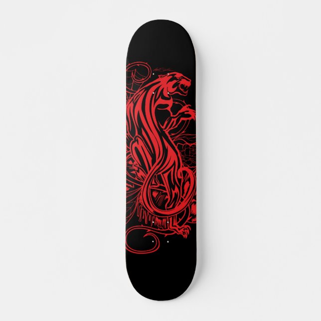 Skateboard Panthère Rouge Uni Style Gothique Tatouage Gras (Devant)