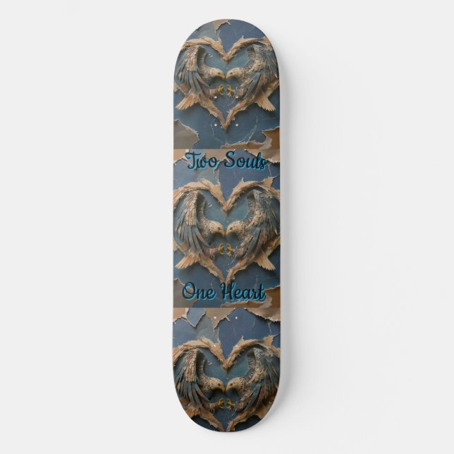 Skateboard Paper Cut Eagle Two Souls One Heart (Recto)