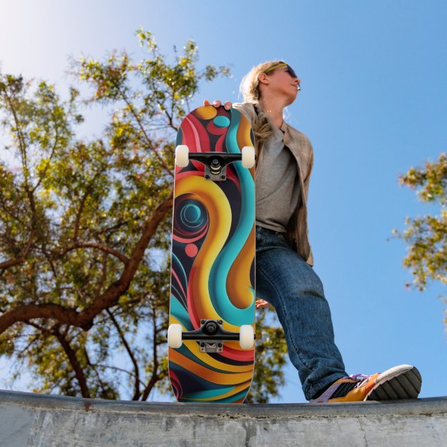 Skateboard Papercut Vagues colorées (Extérieur 1)
