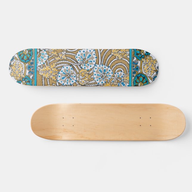Skateboard papier peint bleu art nouveau cyclamen (Horz)