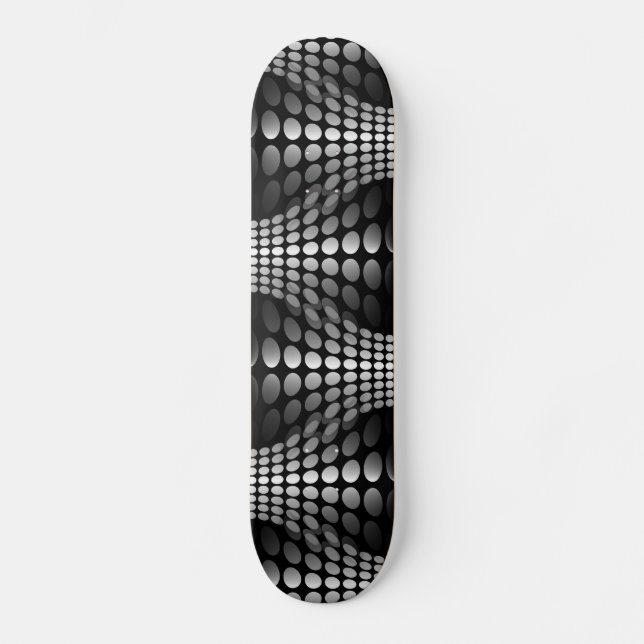 Skateboard Papier peint Vagues pointillé noir et blanc (Recto)