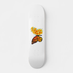 Skateboard Papillon à fleurs avec Poppy de Californie jaune