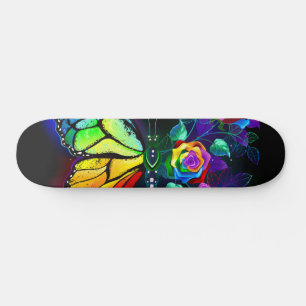Skateboard Papillon arc-en-ciel