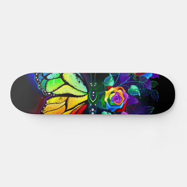 Skateboard Papillon arc-en-ciel (Horz)