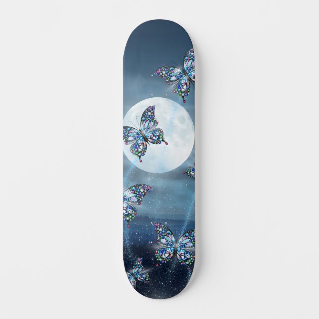 Skateboard Papillon au Clair de Lune (Recto)