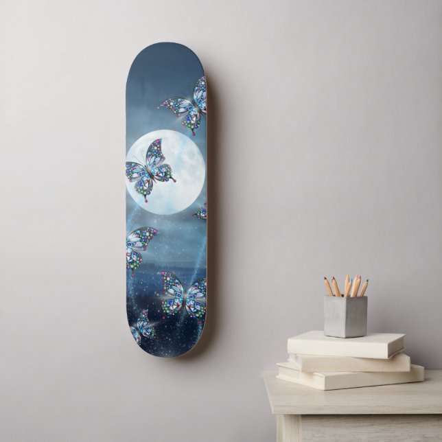 Skateboard Papillon au Clair de Lune (Art mural)