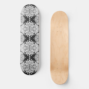 Skateboard Papillon blanc gris Aile Motif Abstrait