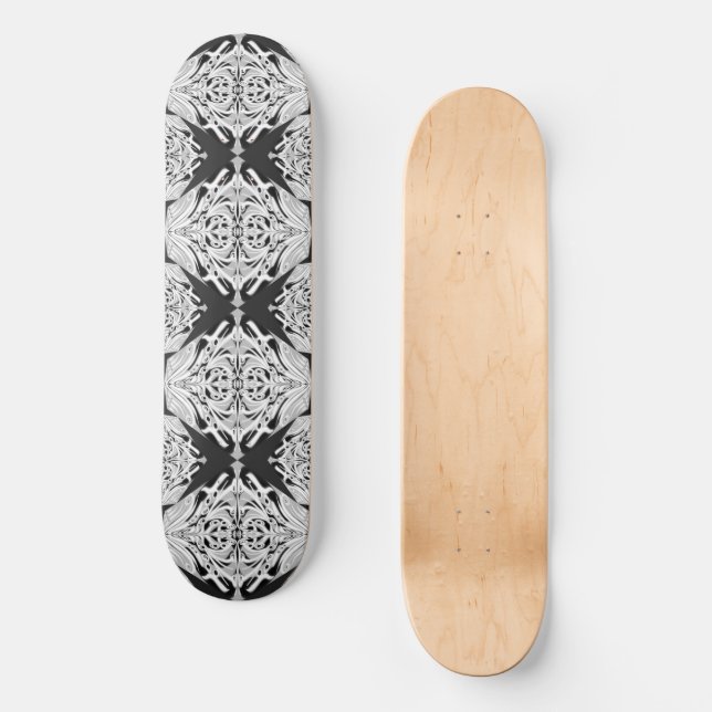 Skateboard Papillon blanc gris Aile Motif Abstrait (Recto)