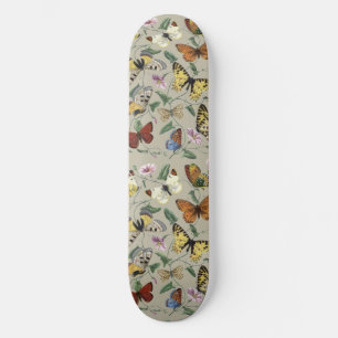 Skateboard Papillon de nuit vintage 1842 Art botanique floral