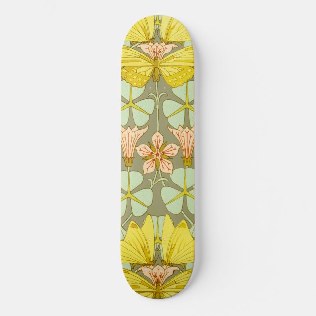 Skateboard Papillon Floral Art Nouveau (Recto)