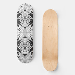 Skateboard Papillon gris noir et blanc ailé Abstrait