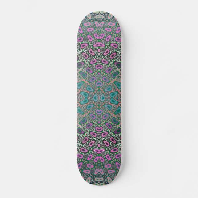 Skateboard Papillon Hologramme multicolore Fractal Abstrait (Recto)