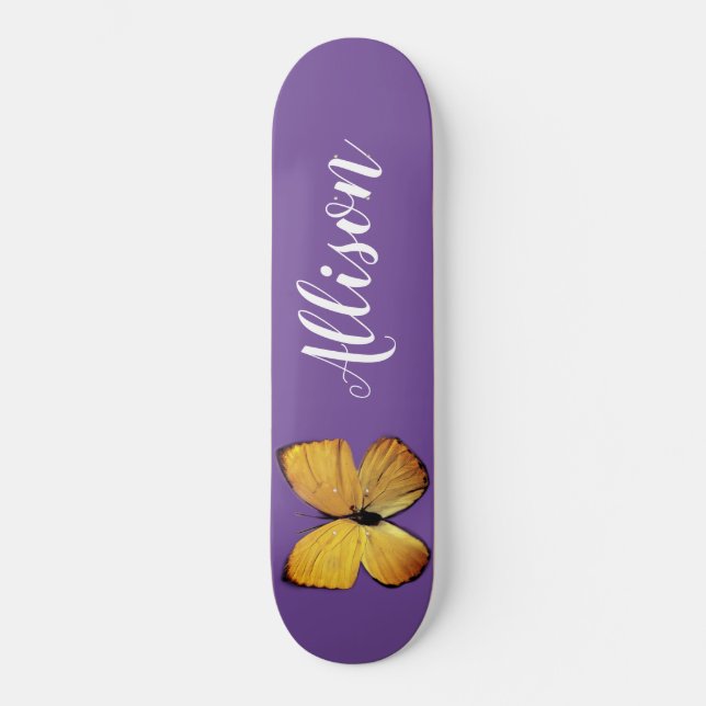 Skateboard Papillon jaune mignon et mignon personnalisé (Recto)