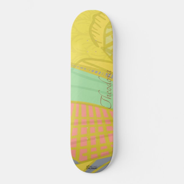 Skateboard Papillon Or Abstrait Jad Rose (Recto)