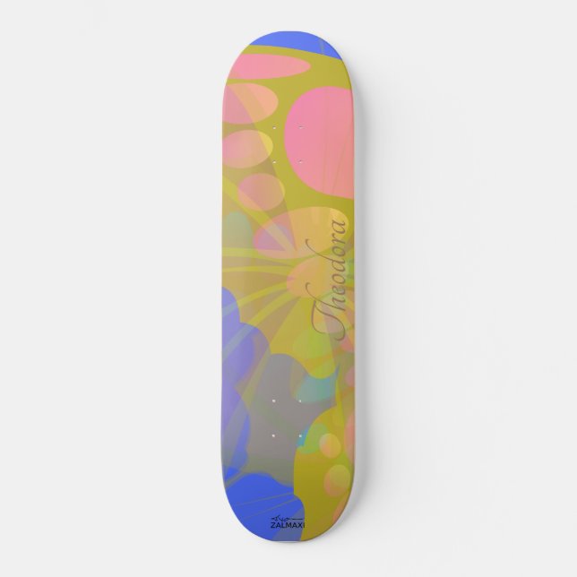 Skateboard Papillon Or Chic Bleu Peach (Recto)
