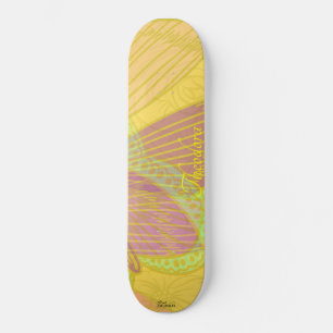 Skateboard Papillon Or Chic jaune orange