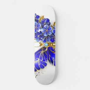 Skateboard Papillon saphir à fleurs