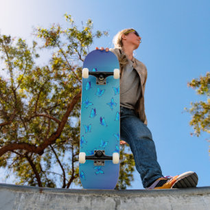 Skateboard Papillons bleus en Patinage Lune