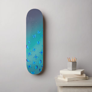 Skateboard Papillons bleus en Patinage Lune
